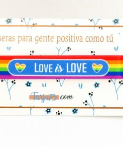 Pulsera de tela con mensaje: LOVE IS LOVE